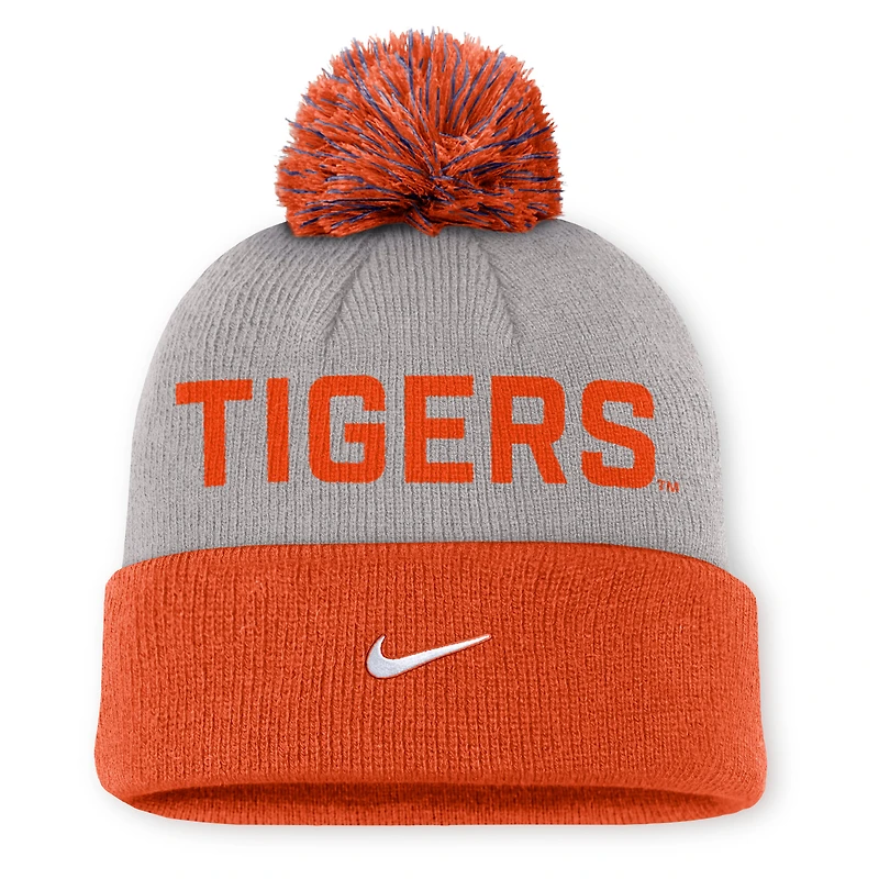Bonnet à revers Nike Primetime Peak gris/orange pour homme avec pompon