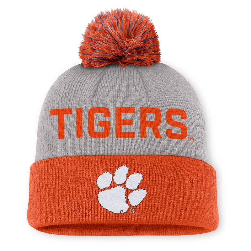 Bonnet à revers Nike Primetime Peak gris/orange pour homme avec pompon