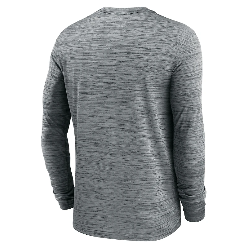 T-shirt Nike gris à manches longues Clemson Tigers 2024 Sideline Velocity Dri-FIT pour homme