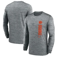 T-shirt Nike gris à manches longues Clemson Tigers 2024 Sideline Velocity Dri-FIT pour homme