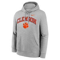 Sweat à capuche Nike gris Clemson Tigers Club Fleece Arch pour homme