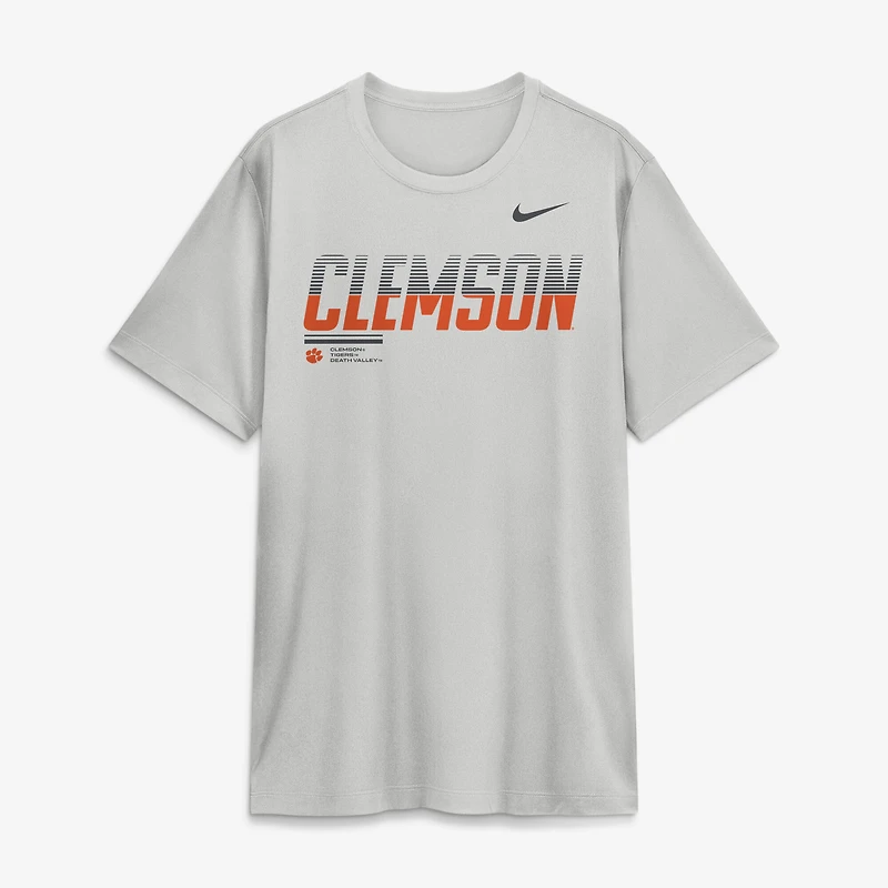T-shirt Nike Dri-FIT gris pour homme, modèle Clemson Tigers Sideline Legend