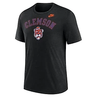 T-shirt Nike noir chiné Clemson Tigers Legacy Arch Tri-Blend pour homme