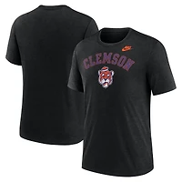 T-shirt Nike noir chiné Clemson Tigers Legacy Arch Tri-Blend pour homme
