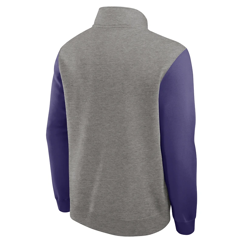 Men's Nike Heather Gray/Purple Clemson Tigers Club Fleece Half-Zip Pullover