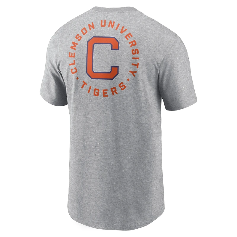 Men's Nike Heather Gray Clemson Tigers Campus 2-Hit T-Shirt