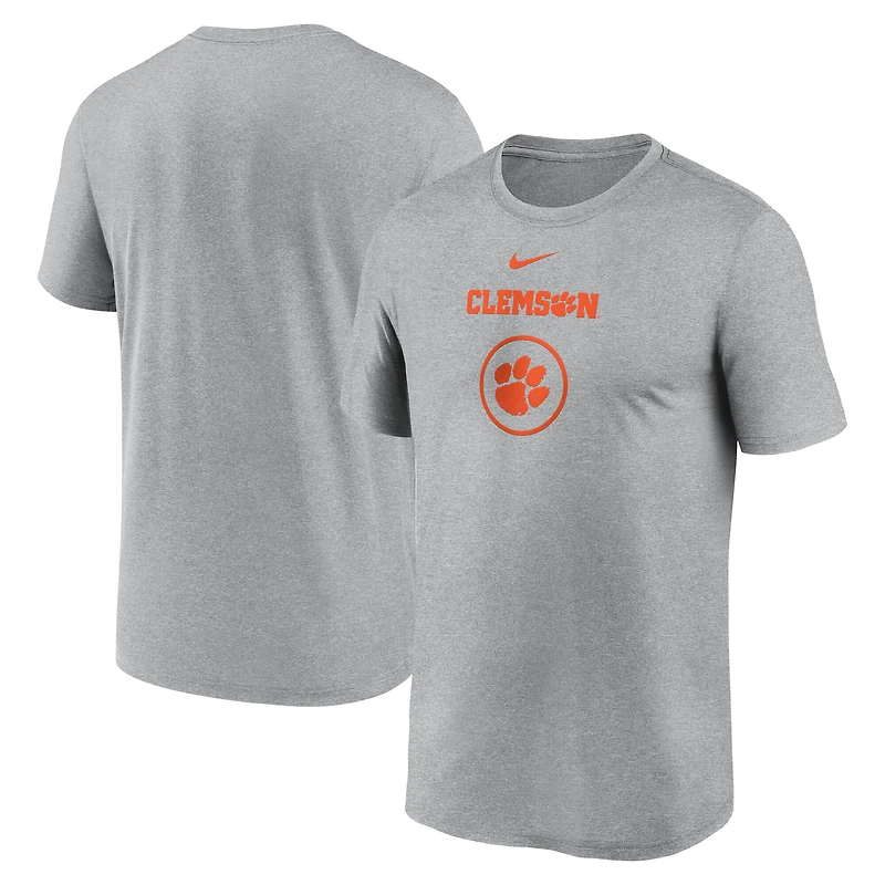 Men's Nike Heather Gray Clemson Tigers On-Court Basketball Practice Legend Dri-FIT T-Shirt