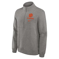 Pull Nike gris chiné Clemson Tigers Primetime Club à demi-zip pour homme