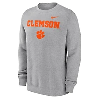 Men's Nike Heather Gray Clemson Tigers Primetime Primary Stack Pullover Sweatshirt