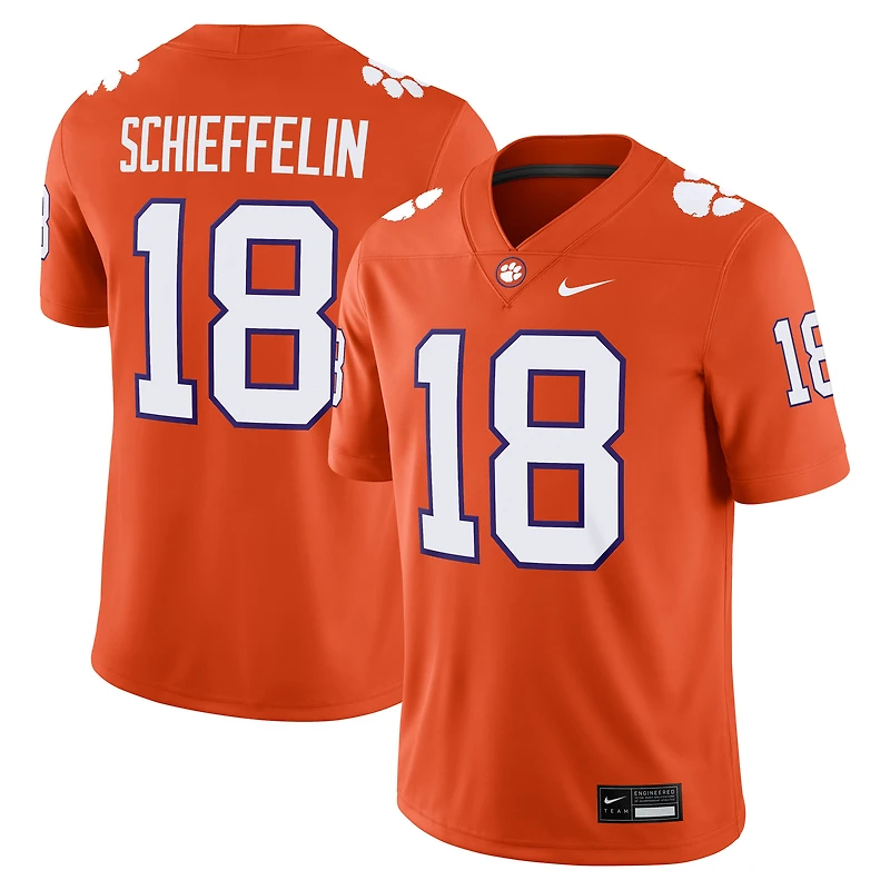Maillot de football américain Nike Ian Schieffelin orange des Clemson Tigers pour homme