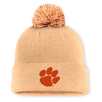 Bonnet en tricot à revers Nike orange clair Clemson Tigers Primetime Peak Campus pour homme avec pompon