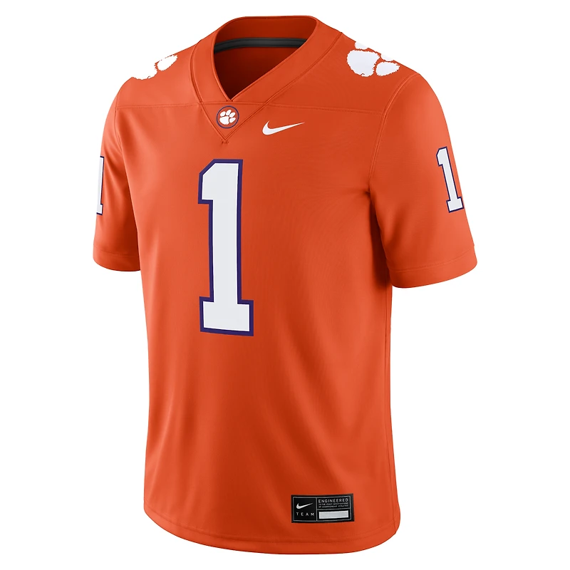 Maillot de match Nike #1 blanc des Clemson Tigers pour homme