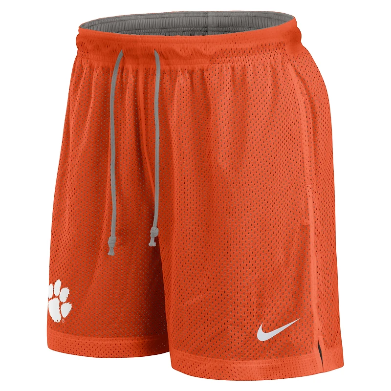 Short réversible Nike orange/gris chiné pour homme des Clemson Tigers