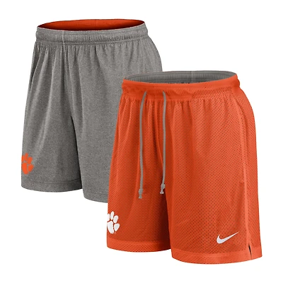 Short réversible Nike orange/gris chiné pour homme des Clemson Tigers