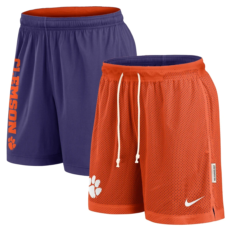 Short réversible Nike Courtside Standard Issue Dri-FIT orange/violet pour homme des Clemson Tigers