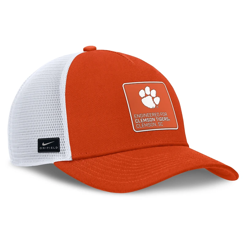 Men's Nike  Orange/White Clemson Tigers 2025 On-Field Rise Engineered Trucker Adjustable Hat