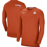 T-shirt à manches longues et col en V Nike Clemson Tigers 2022 Coach Performance Orange pour homme