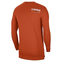 T-shirt à manches longues et col en V Nike Clemson Tigers 2022 Coach Performance Orange pour homme