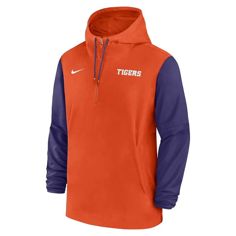 Men's Nike Orange Clemson Tigers 2024 Sideline Pregame Player Half-Zip Hoodie