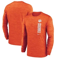 T-shirt Nike orange à manches longues Clemson Tigers Sideline Velocity Dri-FIT pour homme