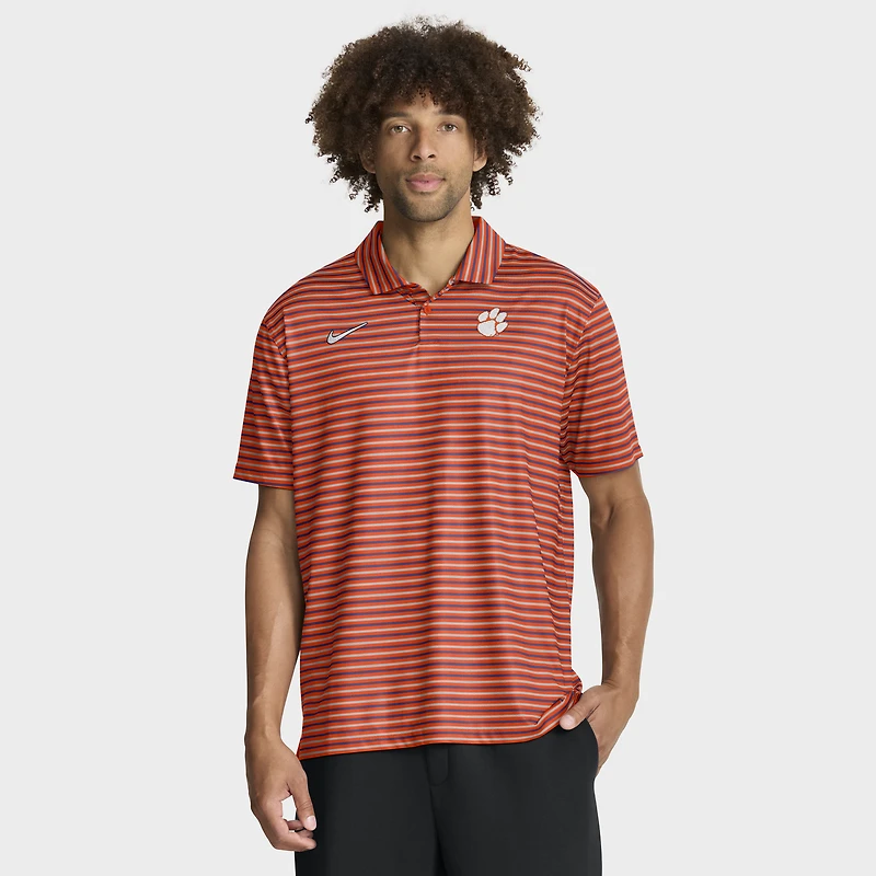 Men's Nike Orange Clemson Tigers 2025 Coaches Premium Tour Stripe Dri-FIT Polo