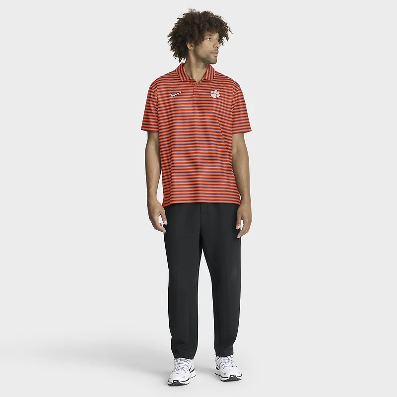 Men's Nike Orange Clemson Tigers 2025 Coaches Premium Tour Stripe Dri-FIT Polo