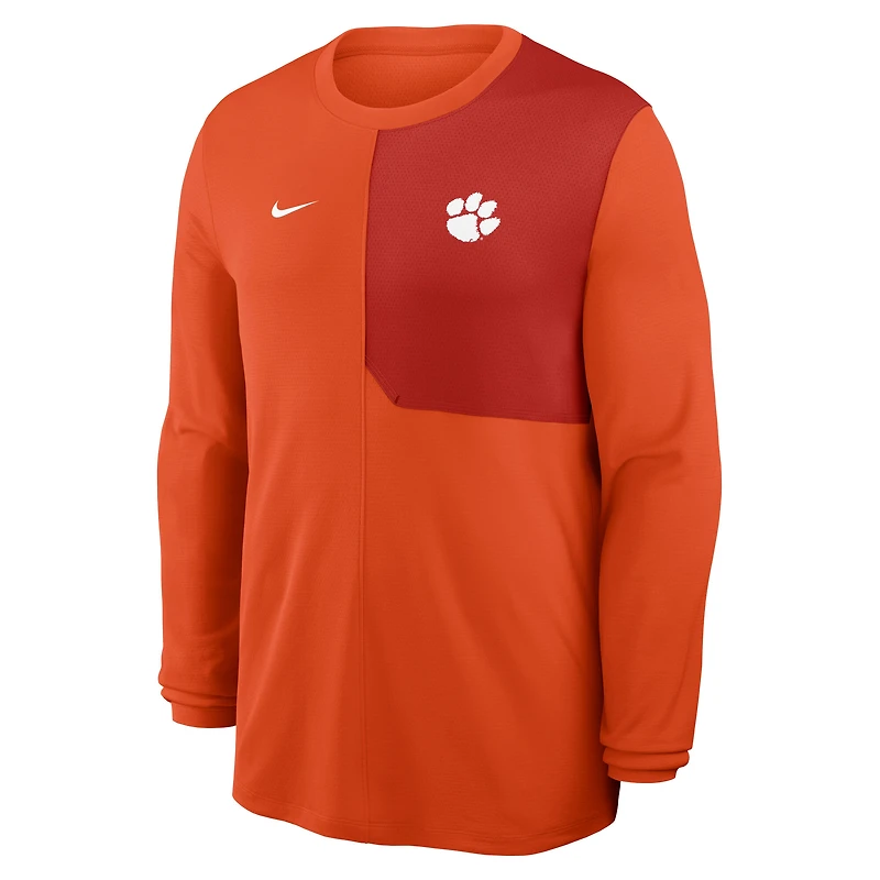 Men's Nike Orange Clemson Tigers 2025 Sideline Coach UV Dri-FIT Long Sleeve Shirt
