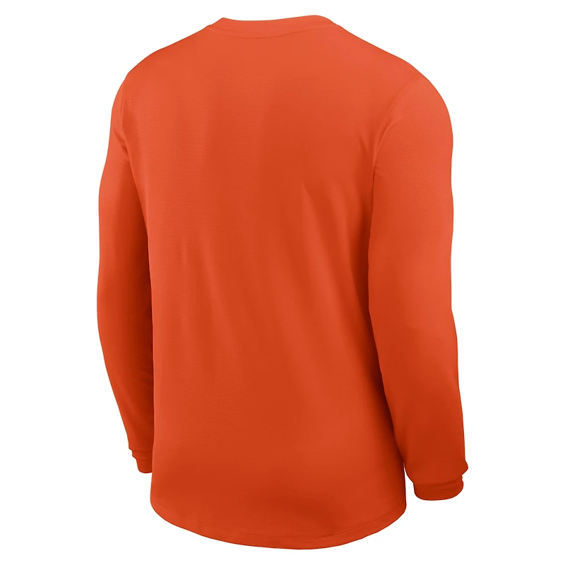 Maillot Nike orange à manches longues Clemson Tigers 2025 Sideline Coach UV Dri-FIT pour homme