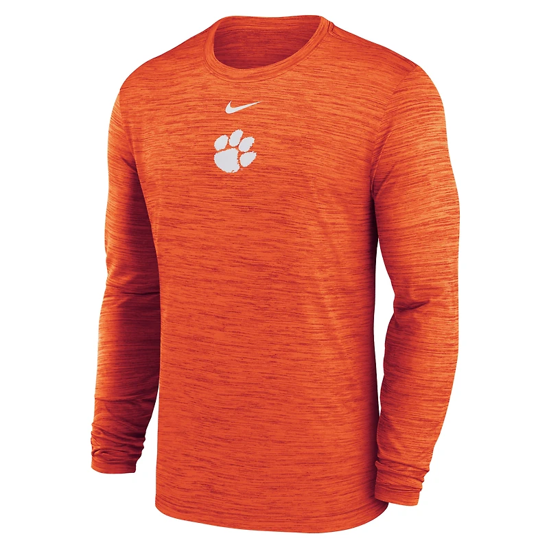 T-shirt Nike orange à manches longues Clemson Tigers 2025 Sideline Velocity Dri-FIT pour homme