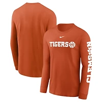 Men's Nike  Orange Clemson Tigers Basketball Icon Two-Hit Long Sleeve T-Shirt