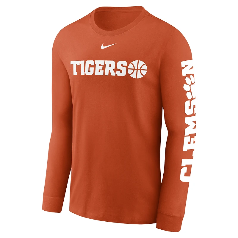 Men's Nike  Orange Clemson Tigers Basketball Icon Two-Hit Long Sleeve T-Shirt