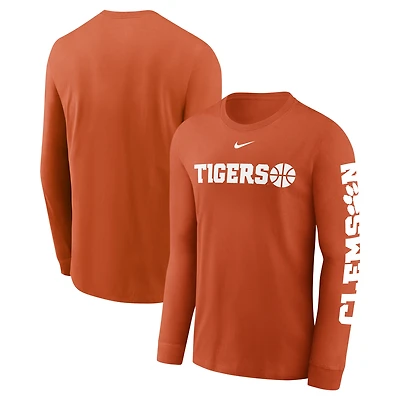 Men's Nike  Orange Clemson Tigers Basketball Icon Two-Hit Long Sleeve T-Shirt
