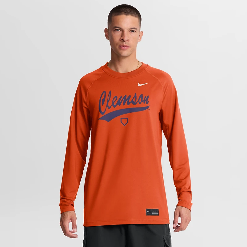Men's Nike Orange Clemson Tigers Dugout Dri-FIT Lightweight Crew Pullover