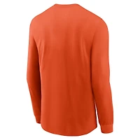 T-shirt à manches longues Nike Orange Clemson Tigers Essential Baseball Arch pour homme