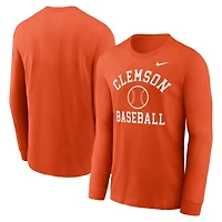 T-shirt à manches longues Nike Orange Clemson Tigers Essential Baseball Arch pour homme
