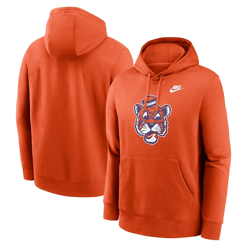 Sweat à capuche en polaire Nike Orange Clemson Tigers Legacy Logo Club pour homme