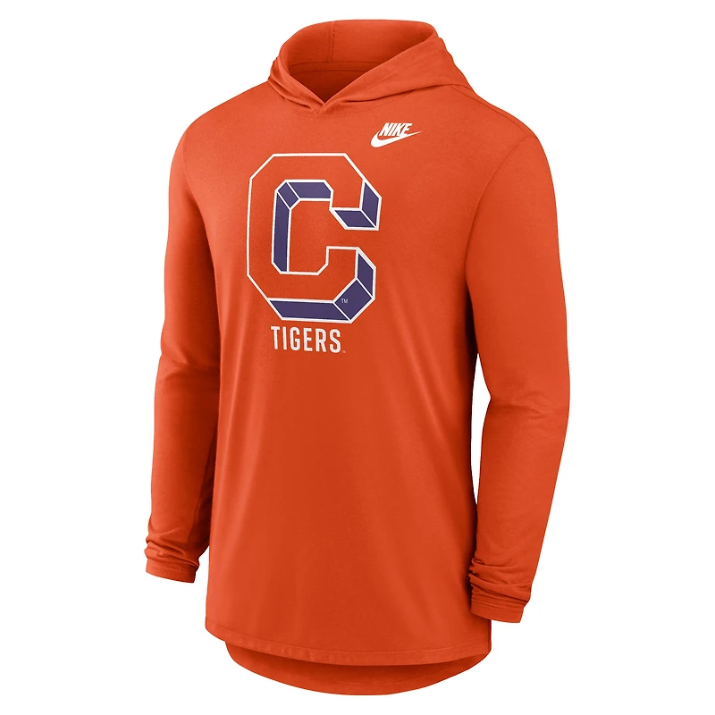 Men's Nike Orange Clemson Tigers Legacy Tri-Blend Dri-FIT Long Sleeve Hoodie T-Shirt