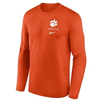T-shirt Nike orange à manches longues pour homme, modèle Primary Stack Legend Performance des Tigers de Clemson