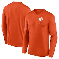 T-shirt Nike orange à manches longues pour homme, modèle Primary Stack Legend Performance des Tigers de Clemson