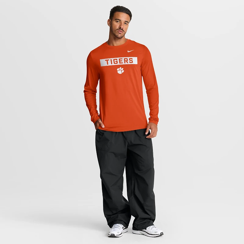 Men's Nike Orange Clemson Tigers Primetime Campus 2-Hit Legend Dri-FIT Long Sleeve T-Shirt