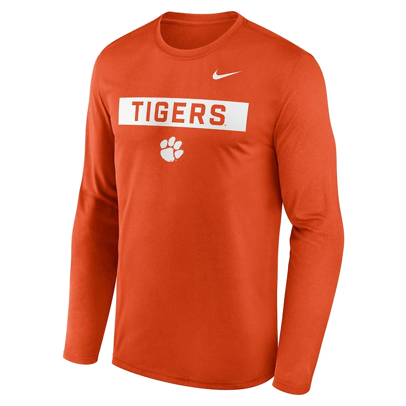 Men's Nike Orange Clemson Tigers Primetime Campus 2-Hit Legend Dri-FIT Long Sleeve T-Shirt