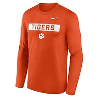 Men's Nike Orange Clemson Tigers Primetime Campus 2-Hit Legend Dri-FIT Long Sleeve T-Shirt