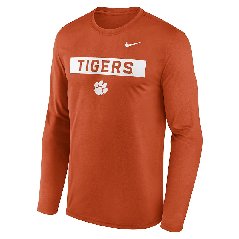 Men's Nike Orange Clemson Tigers Primetime Campus 2-Hit Legend Dri-FIT Long Sleeve T-Shirt