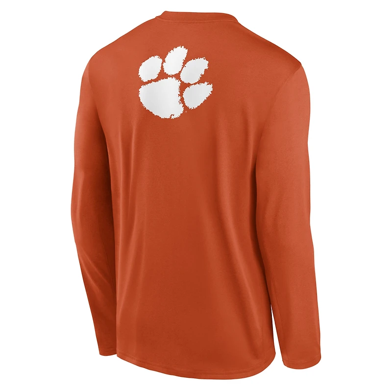 Men's Nike Orange Clemson Tigers Primetime Campus 2-Hit Legend Dri-FIT Long Sleeve T-Shirt