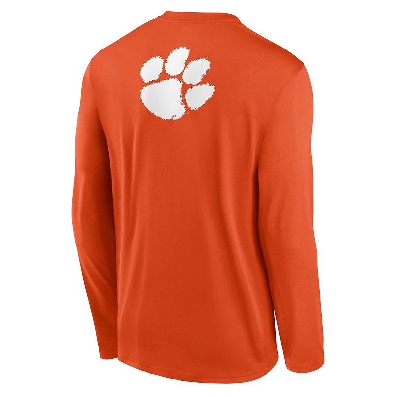 Men's Nike Orange Clemson Tigers Primetime Campus 2-Hit Legend Dri-FIT Long Sleeve T-Shirt