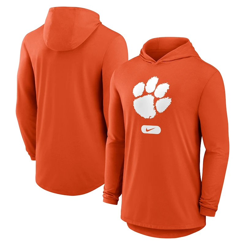 Men's Nike Orange Clemson Tigers Primetime Tri-Blend Dri-FIT Long Sleeve Hoodie T-Shirt
