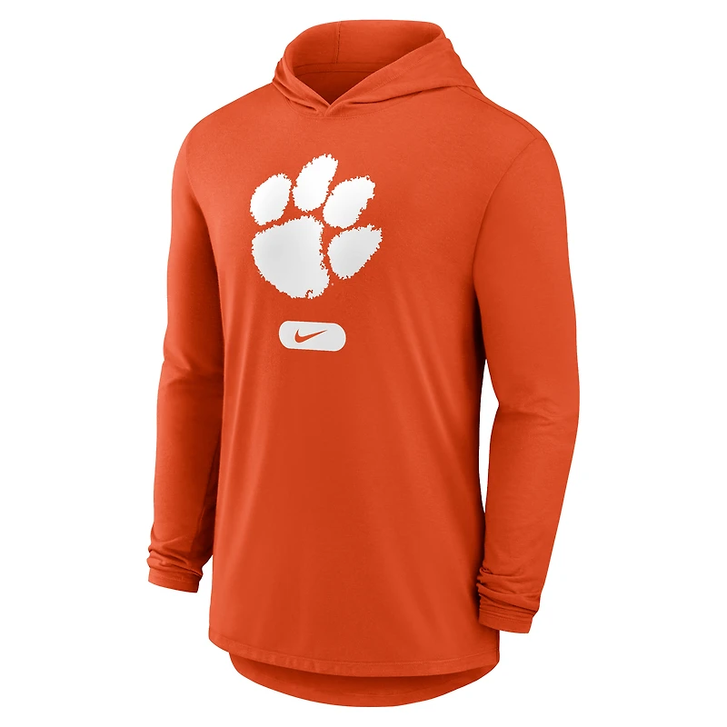 T-shirt à capuche Nike orange Clemson Tigers Primetime Tri-Blend Performance manches longues pour homme