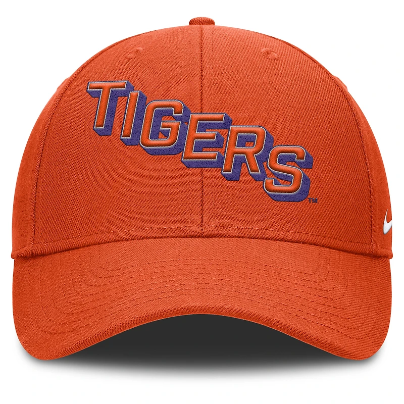 Casquette ajustable Nike orange Clemson Tigers Slanted Primetime Rise Performance pour homme
