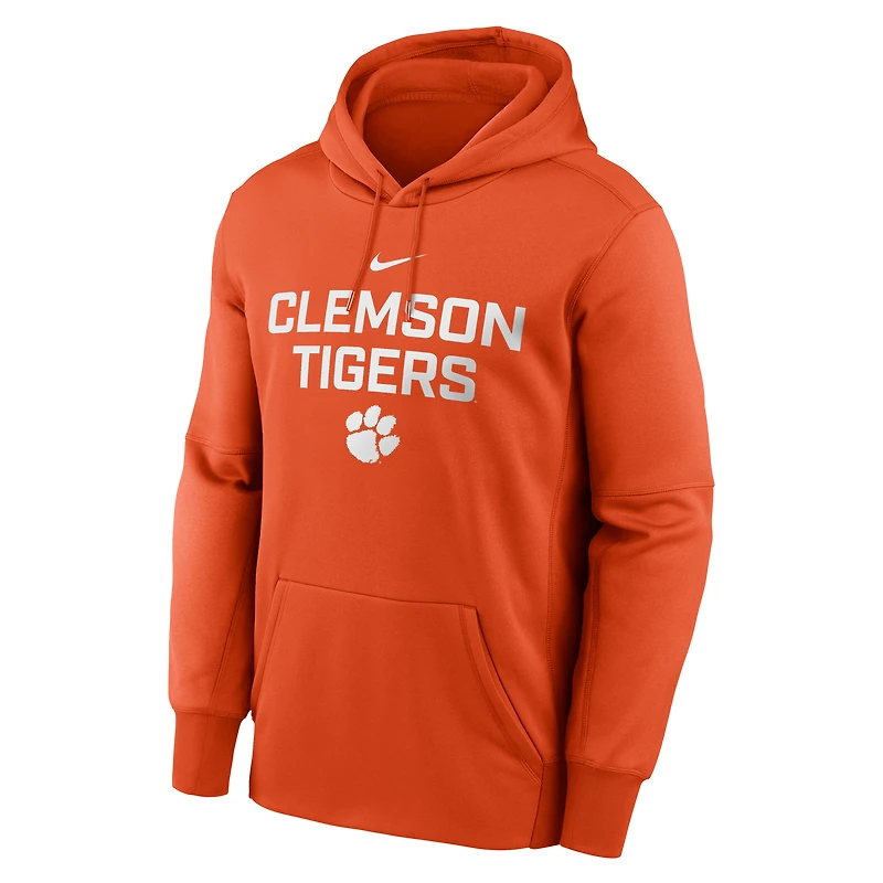 Men's Nike Orange Clemson Tigers Team Stacked Performance Pullover Hoodie