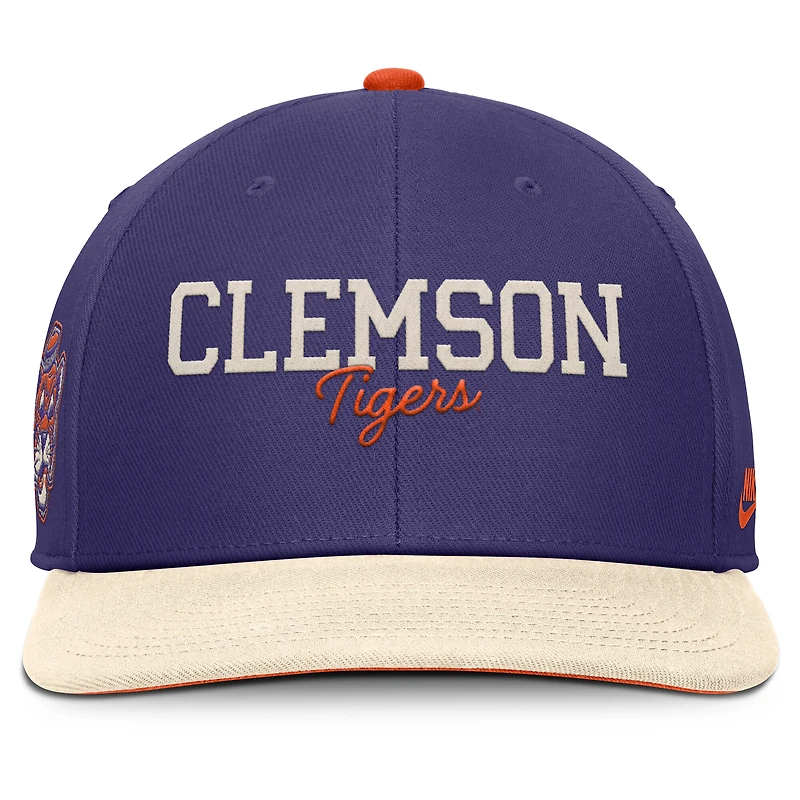 Men's Nike Purple/Cream Clemson Tigers Pro Legacy Script Snapback Hat